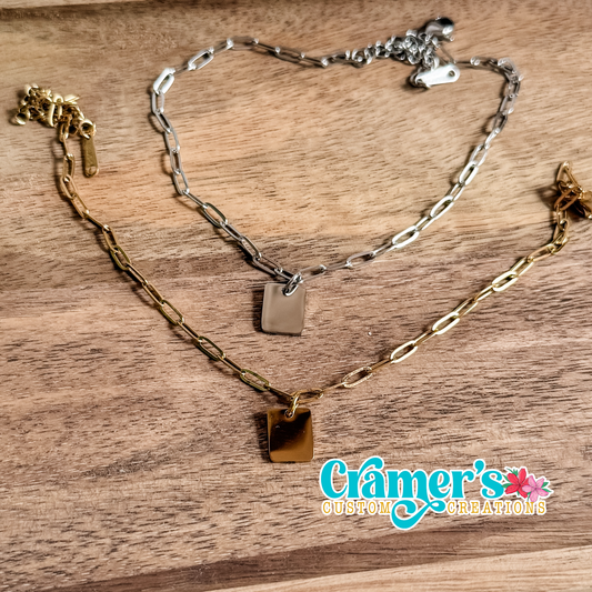 Petite Rectangle Paperclip Chain Anklet