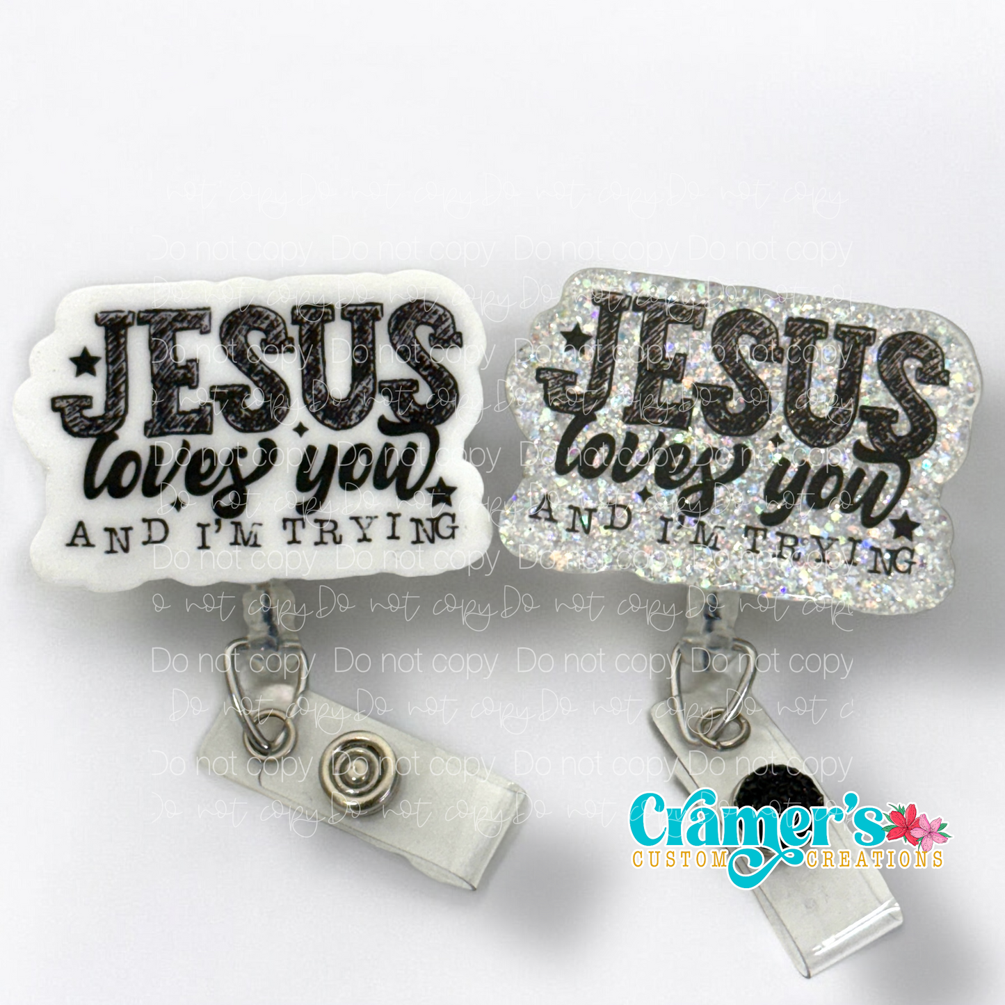 Jesus Loves You and I'm Trying Badge Reel