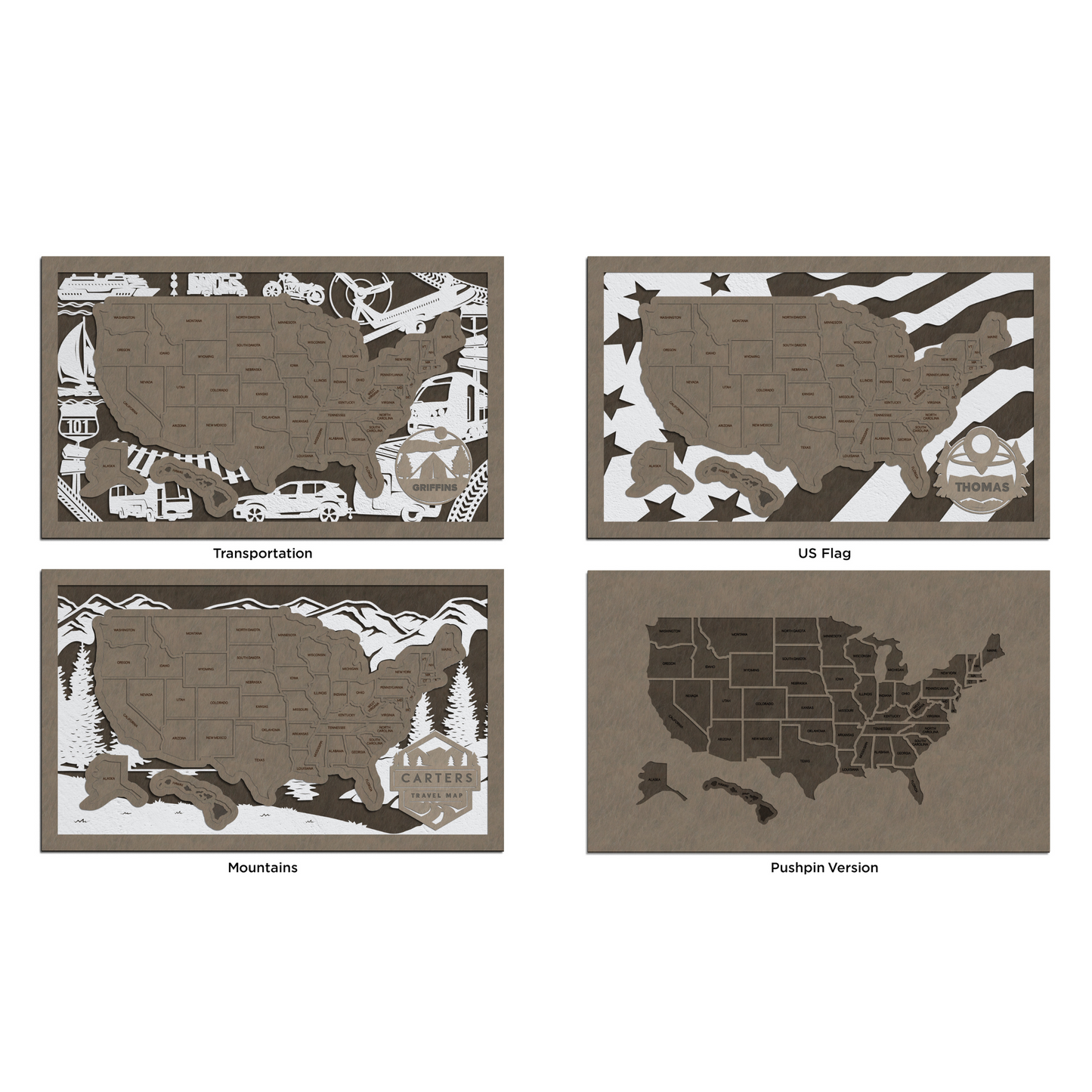 4 versions of the same us flag showing options