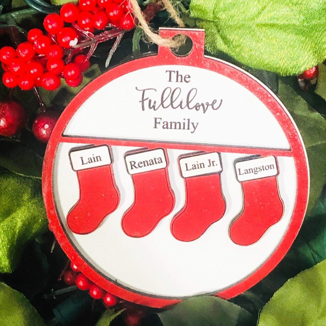 Stocking Family Ornament