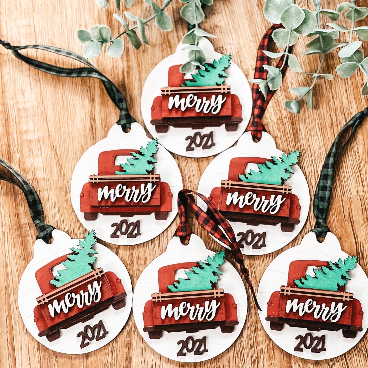 Red Truck with Tree Ornament