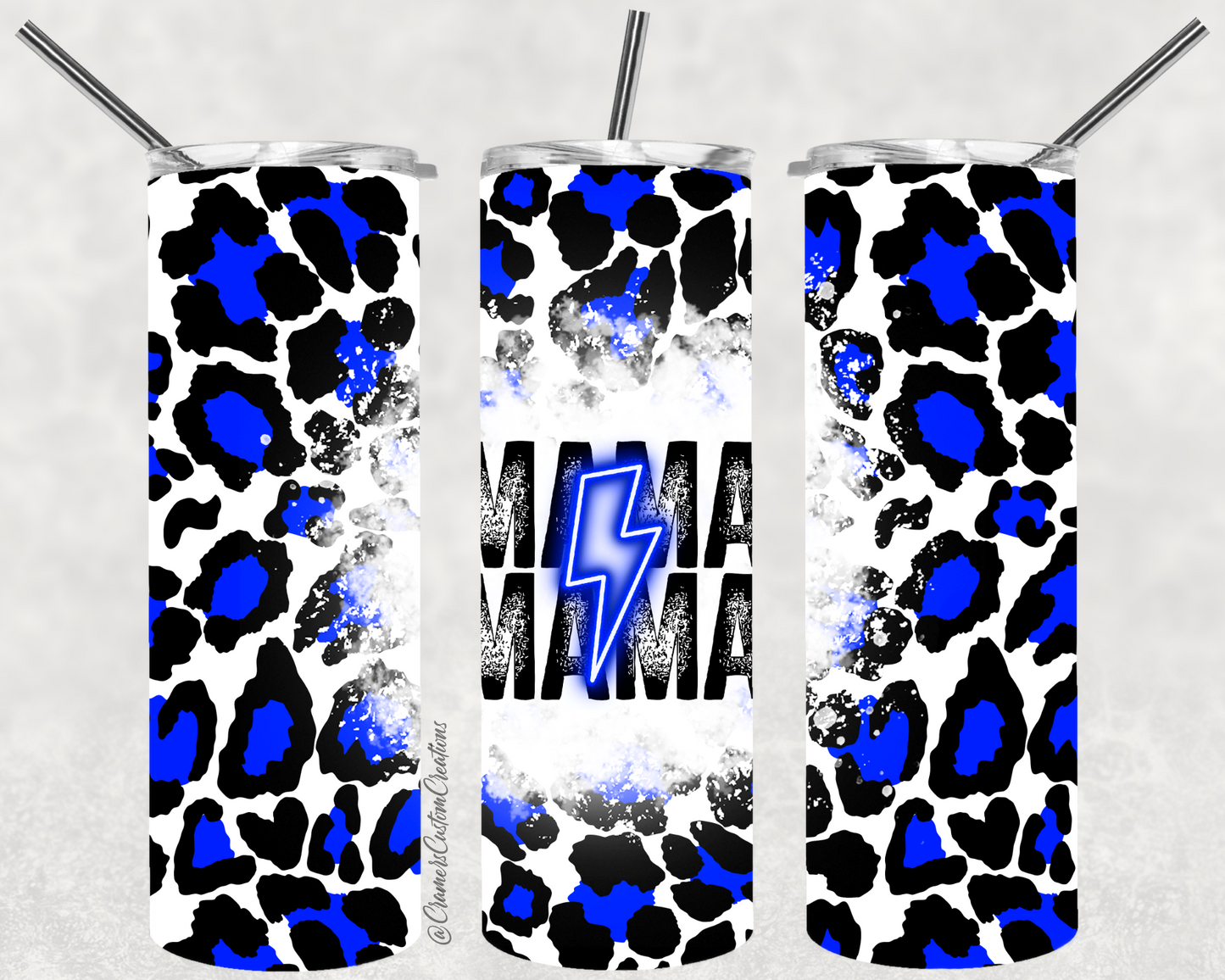 Blue Leopard Mama Sublimation Tumbler