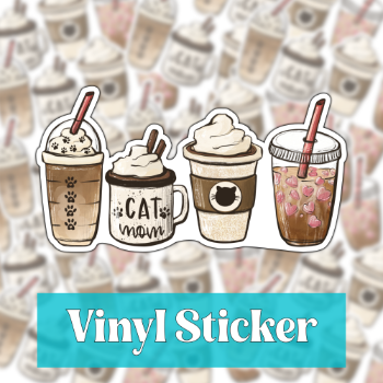 Cat Mom Coffee Sticker