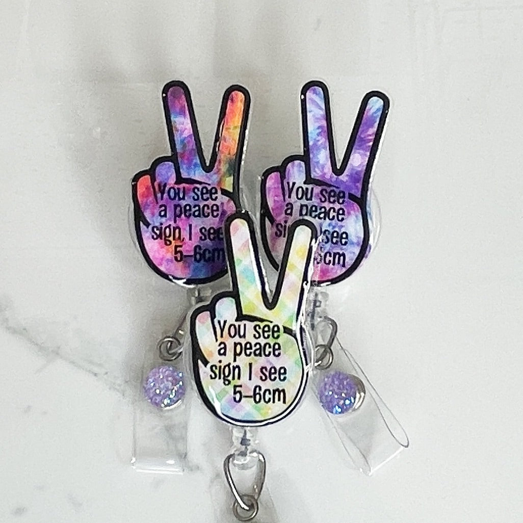 Peace Sign Badge Reel Heavy Duty / Pastel Tie Dye (2 & Top Right First Photo)