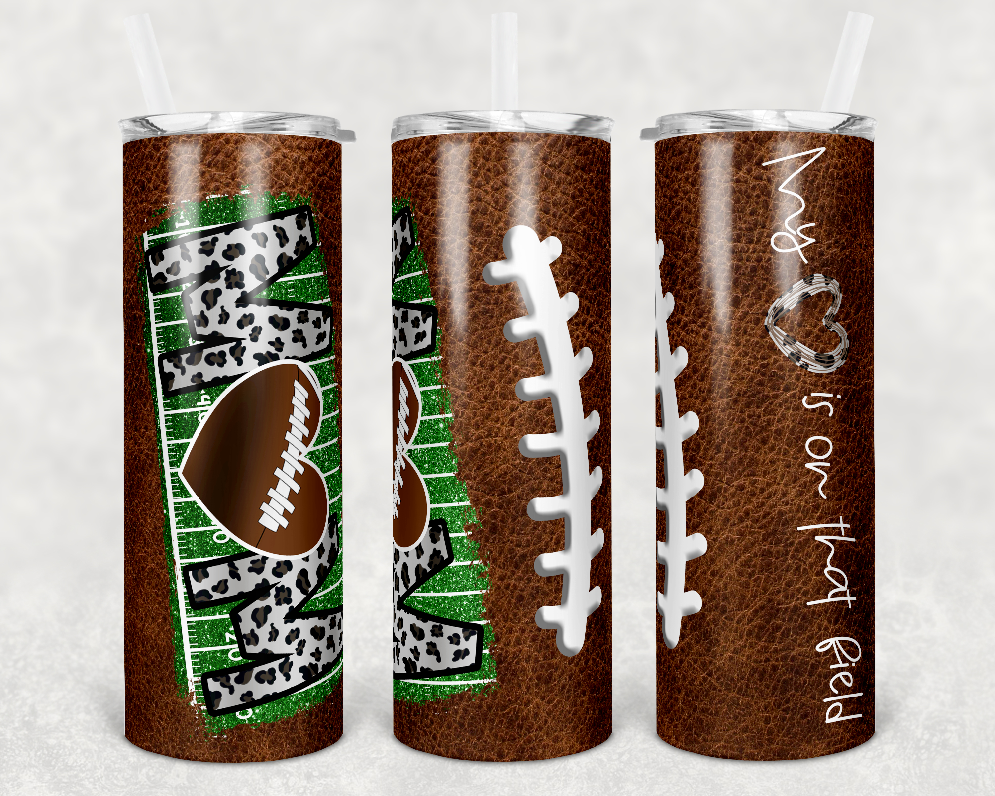 Leather Football 20oz Skinny Tumbler Sublimation Designs American