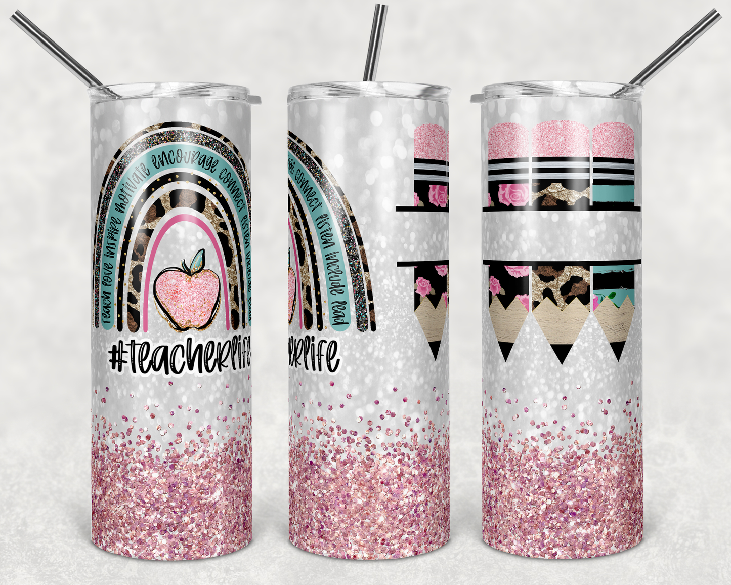 Pink Ombre Teacher Tumbler