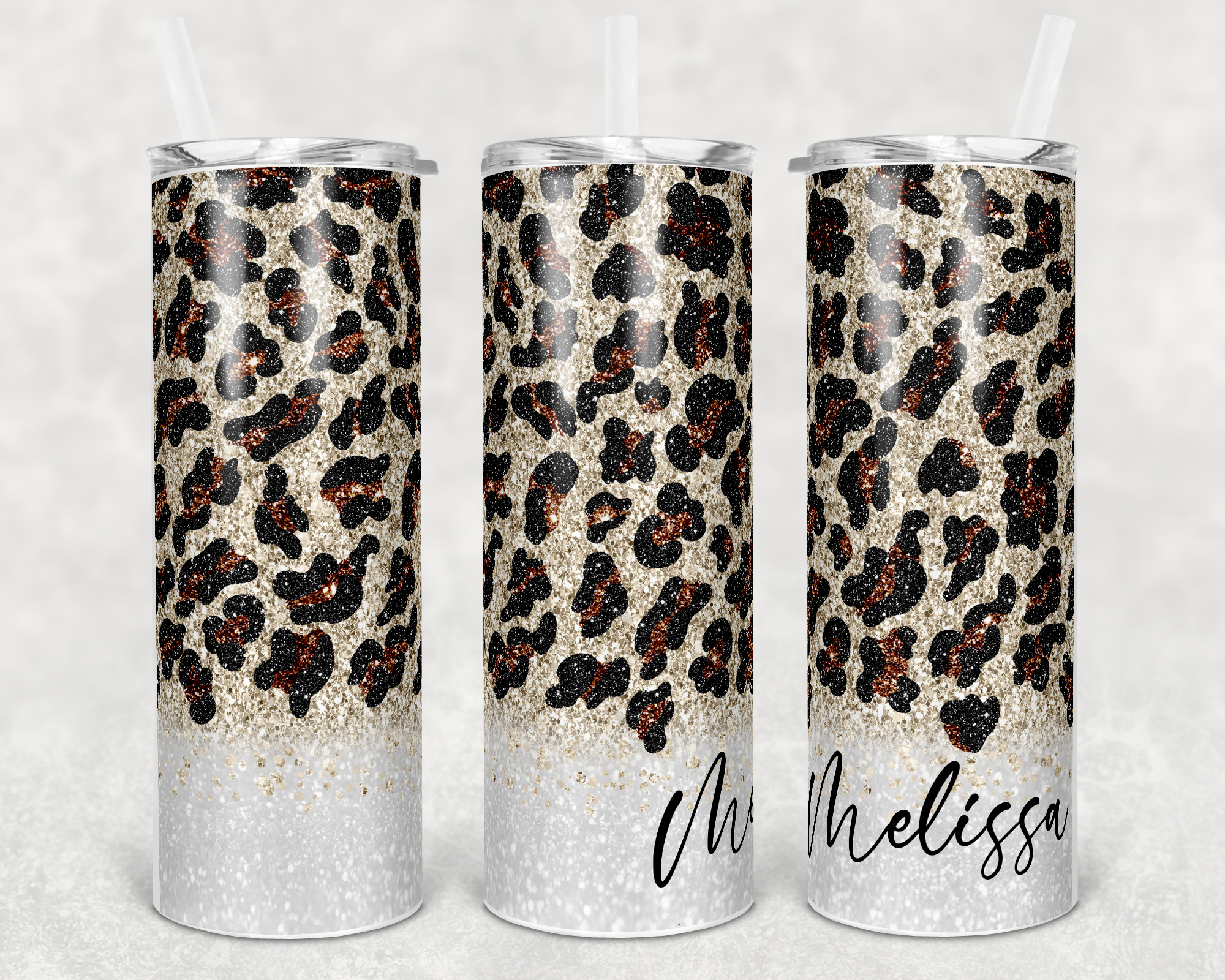 Leopard Champagne Faux Glitter Tumbler – Cramer's Custom Creations