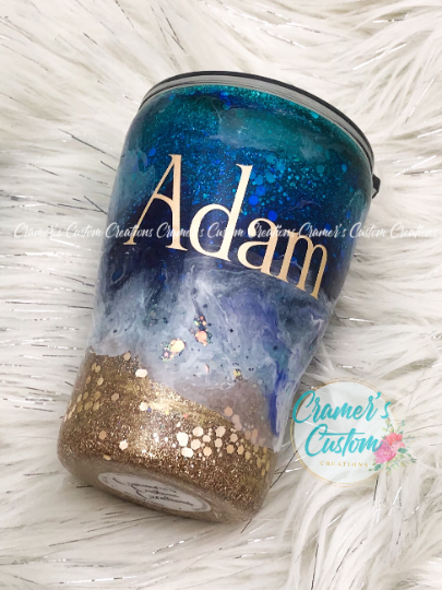 Traditional Beach Swirl Glitter Tumbler