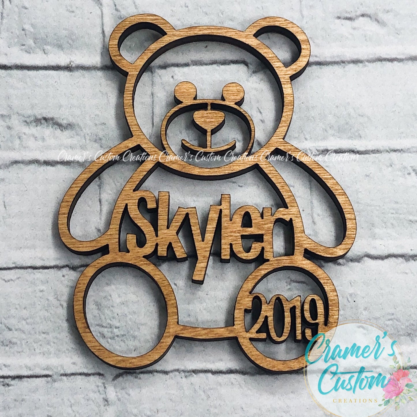 Wood Personalized Bear Ornament