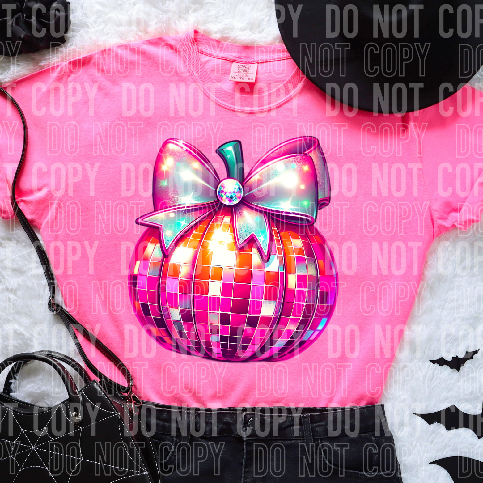 sparkly pink pumpkin decorated like a disco ball