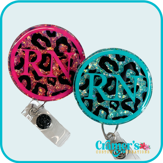 Leopard Print Circle Badge Reel