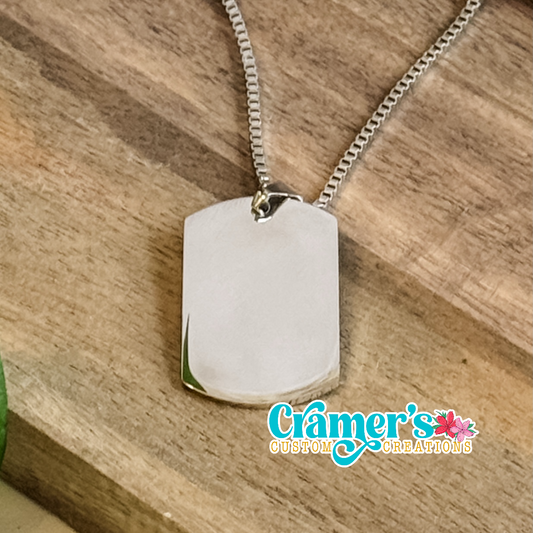 Dog Tag, Box Chain Necklace