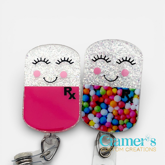 2 badges that look like pills on a white background