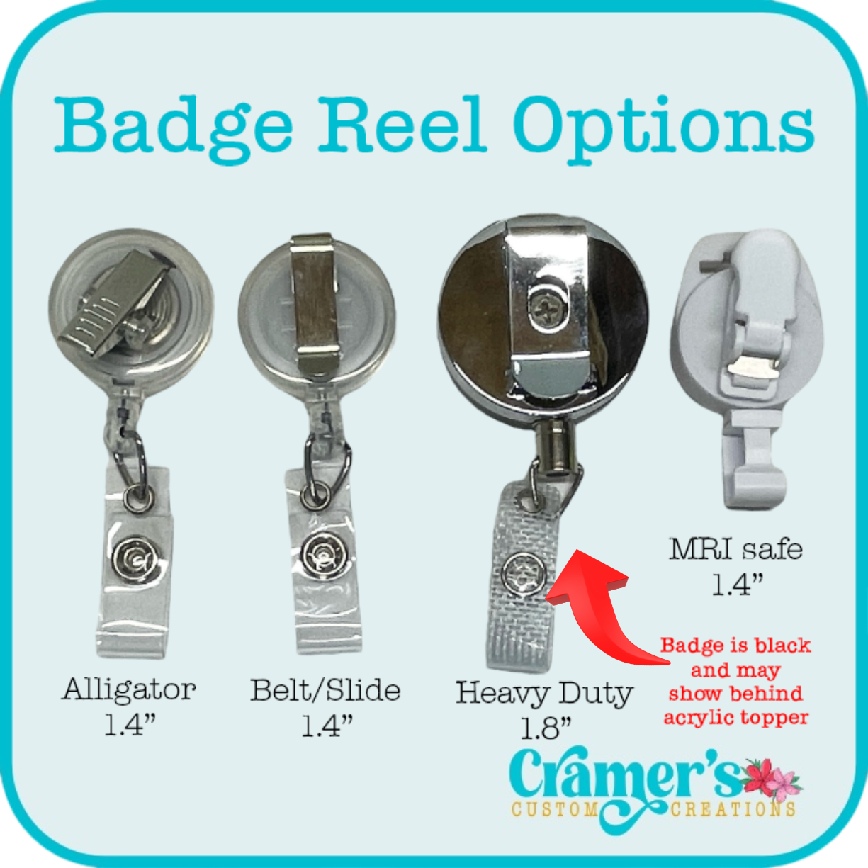 sizes of badge reels