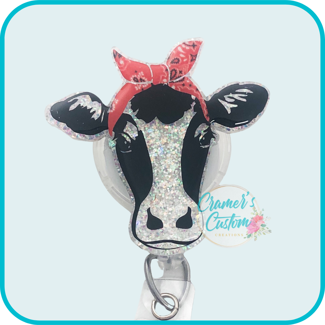 Cow with Bandana Badge Reel