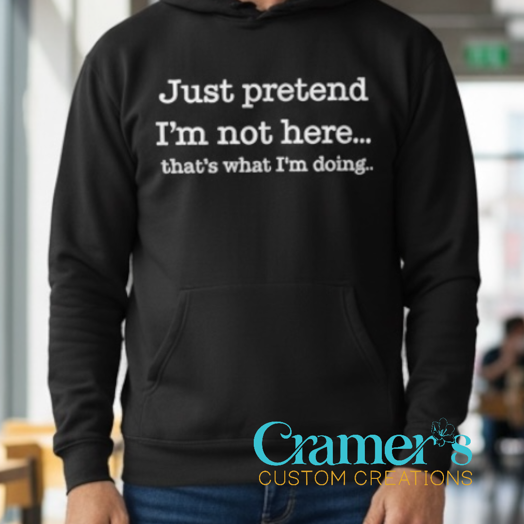 Person wearing a black hoodie with text and Cramer's Custom Creations logo.