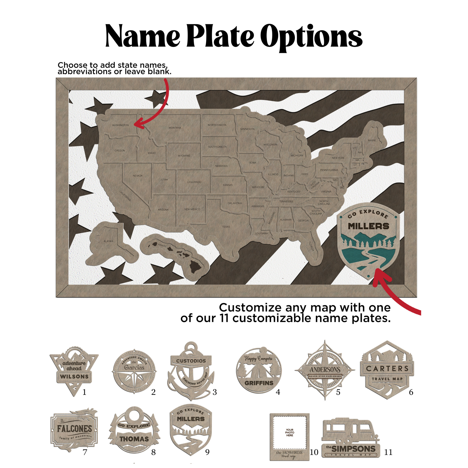 map showing multiple face plate options