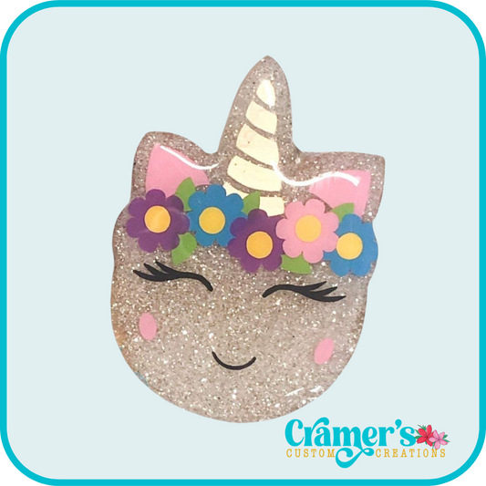 sparkly unicorn with a flower crown