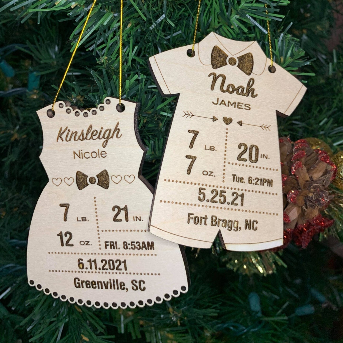Wood Personalized Birth Stats Ornament
