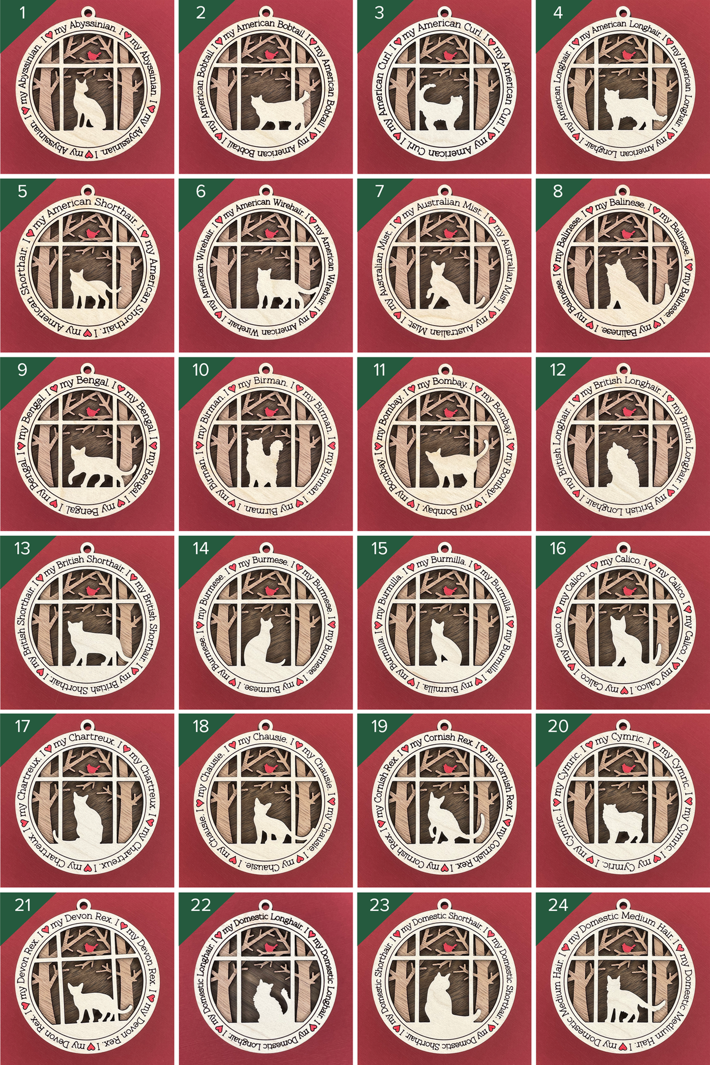 mulitple cat options for ornaments