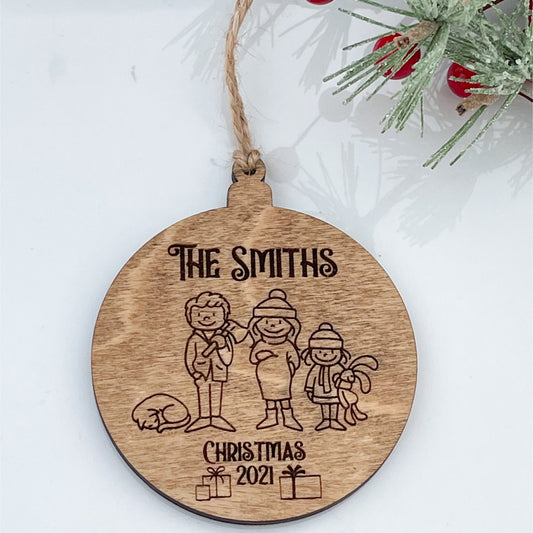 Wood Personalized Family Christmas Ornament