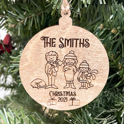 Wood Personalized Family Christmas Ornament