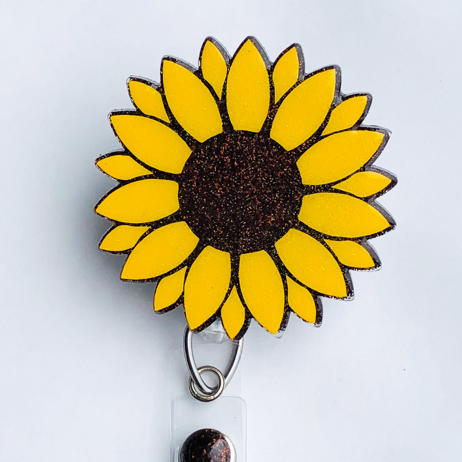 Sunflower Badge Reel Spring Flower ID Holder Fall Floral Lanyard Name Tag  Clip