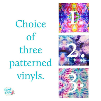 three vinyl options shown on a white background