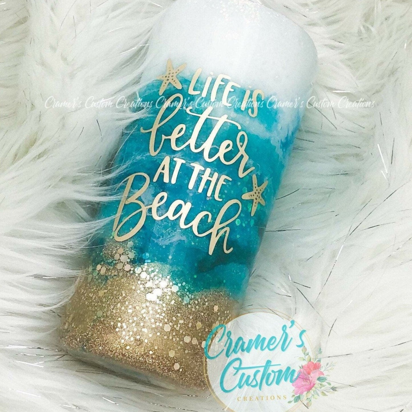 Beach Swirl Glitter Tumbler