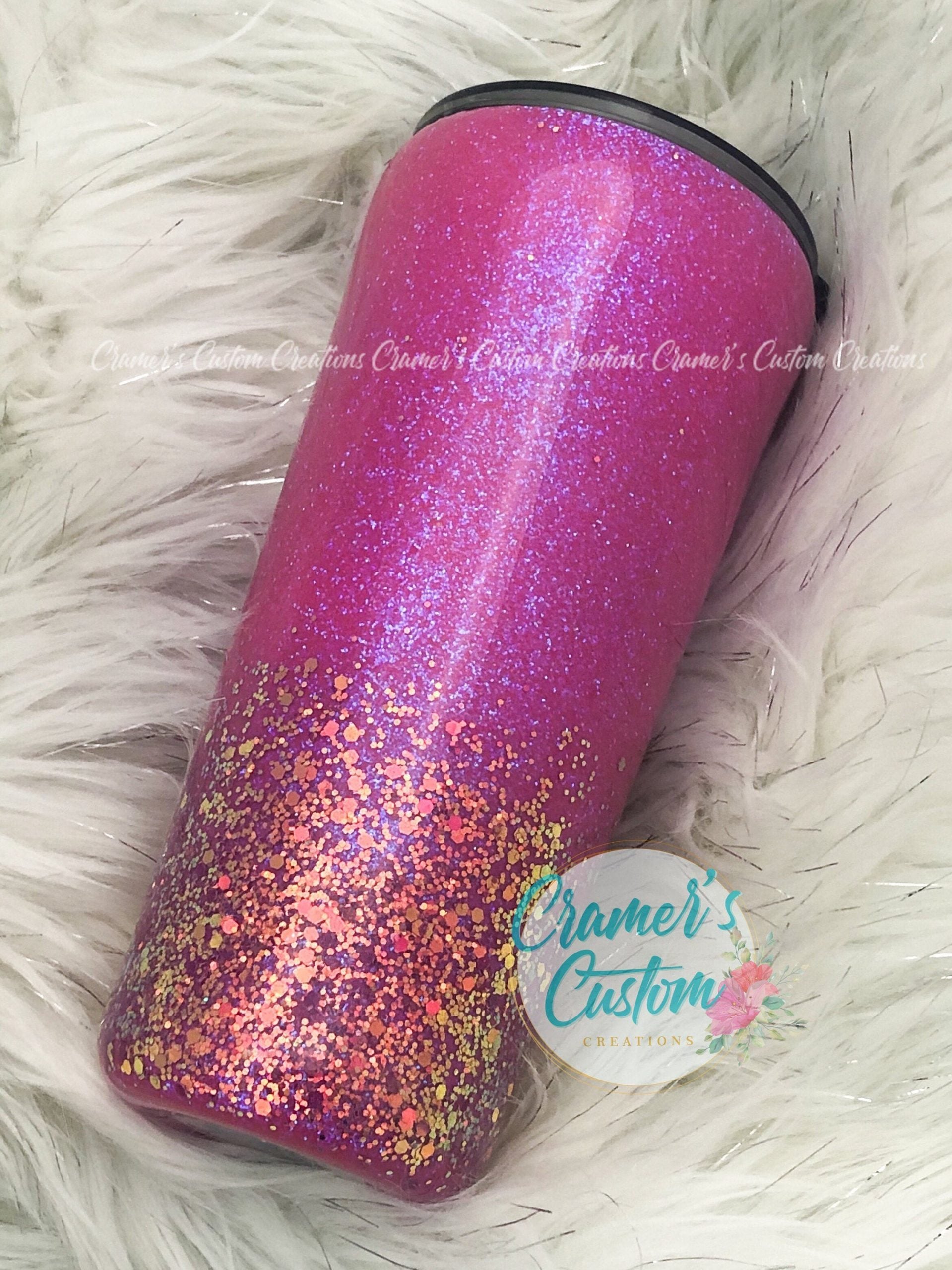 Pink and Glitter Personalized Tumbler, Sublimation Skinny Tumbler, Wine Mug