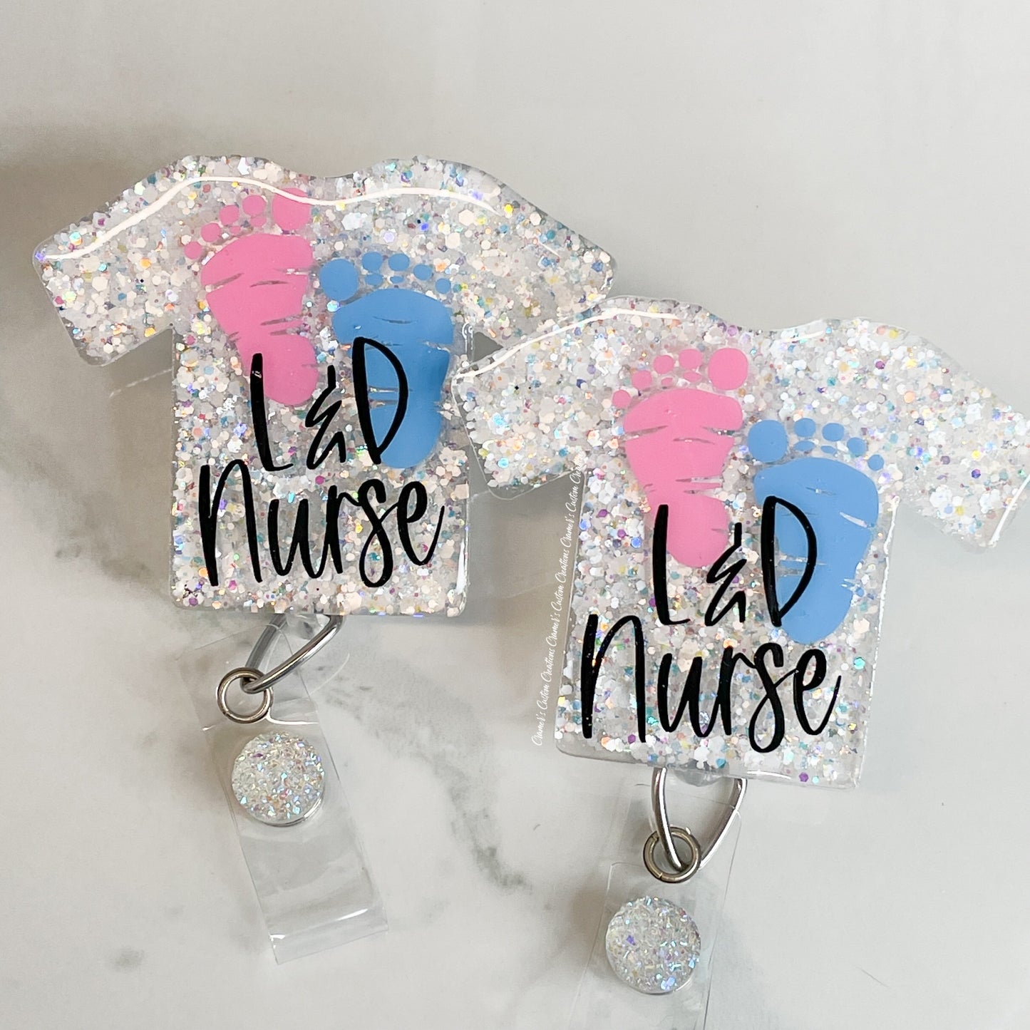 L&D Nurse Scrub Top Badge Reel