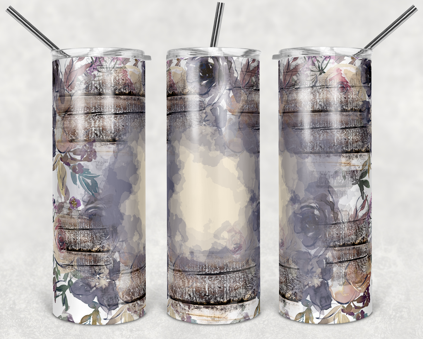 Floral and Wood Tumbler