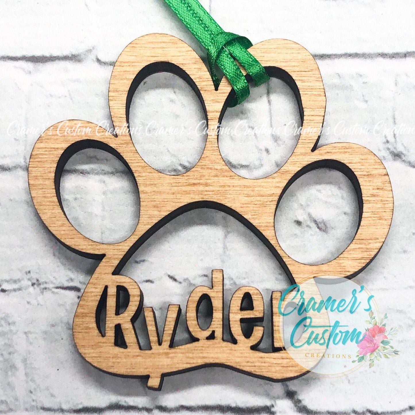 Wood Personalized Pawprint Ornament